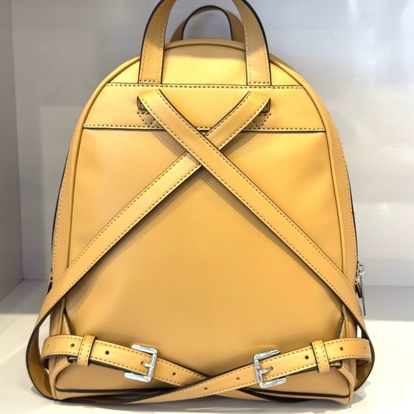 Michael Kors Rhea Medium Pebbled Leather Backpack Peanut - Picture 7 of 11